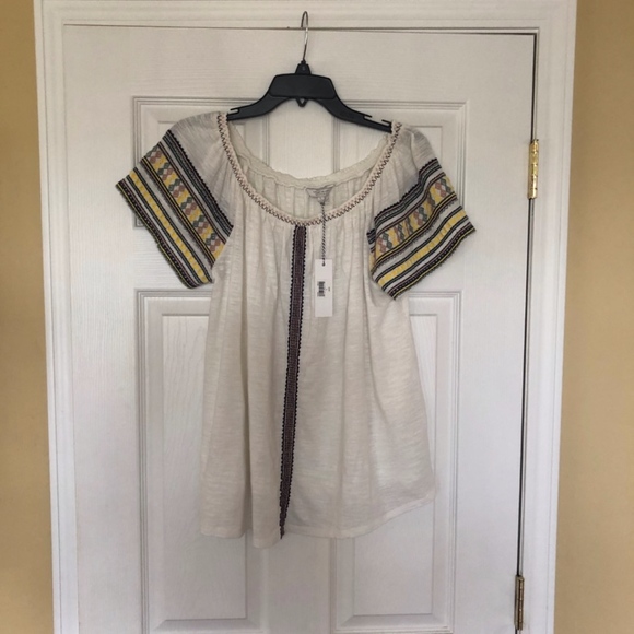 Lucky Brand embroidered off shoulder top - Picture 2 of 3